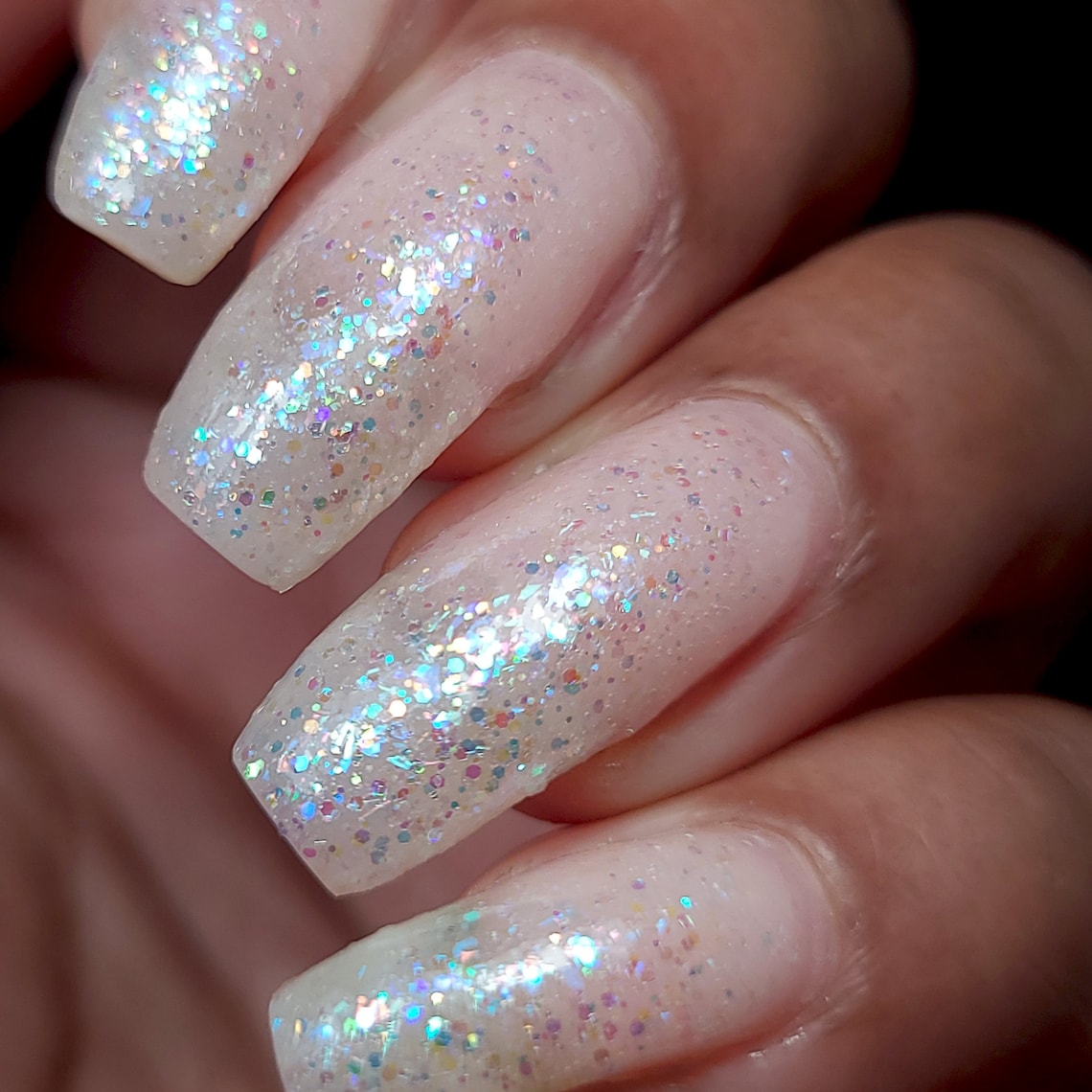 White Iridescent Glitter Nail Polish Glitter Topper Rainbow Etsy