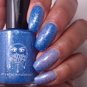 Vernis à ongles thermique bleu clair à bleu foncé, Crelly Matte Glitter, Crystal Knockout, Crystal Collision, Cadeaux pour elle (15 ml)