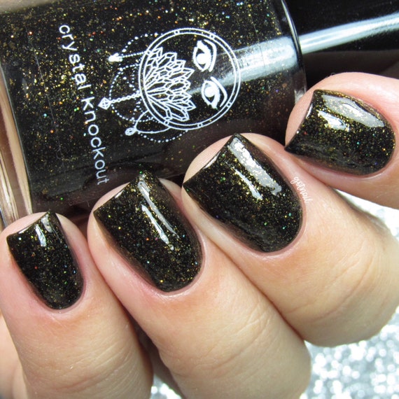 Schwarz Gold Flakies Nagellack Vegan Reduziert Chemische Etsy