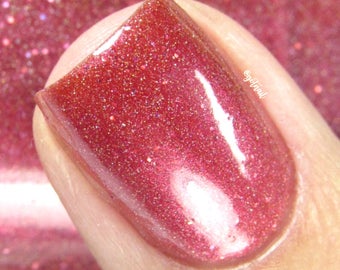 Pink Red Nail Polish - Rose Pink Shimmer - The Rose Gala from Crystal Knockout - Reduced Chemical Vegan Nail Polish (15mL Full Size)