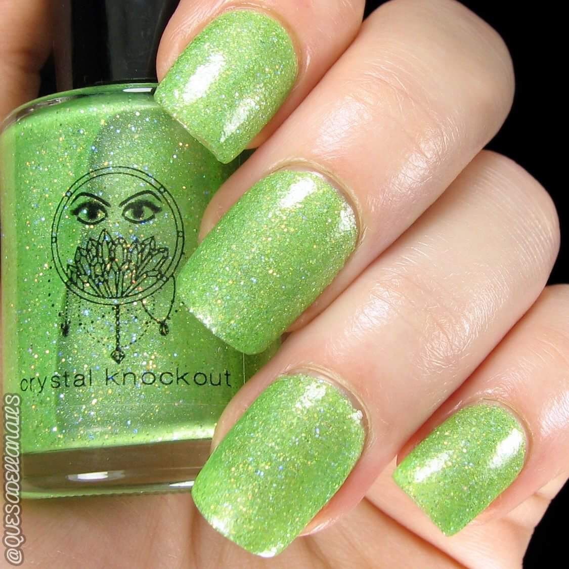 Bright Green Holographic Glitter Nail Polish Vegan, Reduced Chemical  Crystal Knockout Hurricane Party Collection Gifts for Her - Etsy