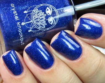 Royal Blue Sapphire Nail Polish - Vegan, Reduced Chemical - Crystal Knockout - Tarot Enchantment Collection - Glitter Shimmer Nail Polish