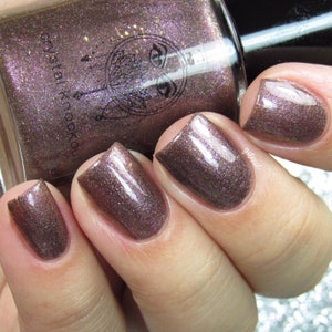 Bronze Brown Purple Nail Polish - Vegan, Reduced Chemical - Crystal Knockout - Tarot Enchantment Collection - Flakies Shimmer Nail Polish