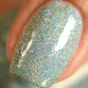 Blue Holographic Glitter Nail Polish Vegan, Reduced Chemical Crystal Knockout Hurricane Party Collection Gifts For Her image 9
