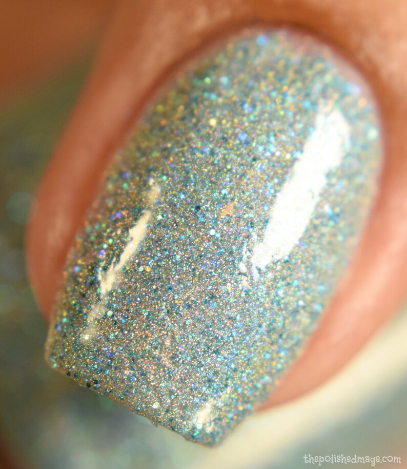 Blue Holographic Glitter Nail Polish Vegan, Reduced Chemical Crystal Knockout Hurricane Party Collection Gifts For Her image 9