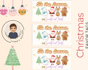 Cute Christmas Favor Tags, Gift Cards, Favor Labels
