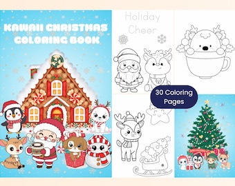 Cute Kawaii Christmas Coloring Book