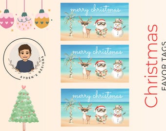 Etiquetas de regalo, tarjetas de regalo y etiquetas de regalo de Navidad con motivos de isla linda