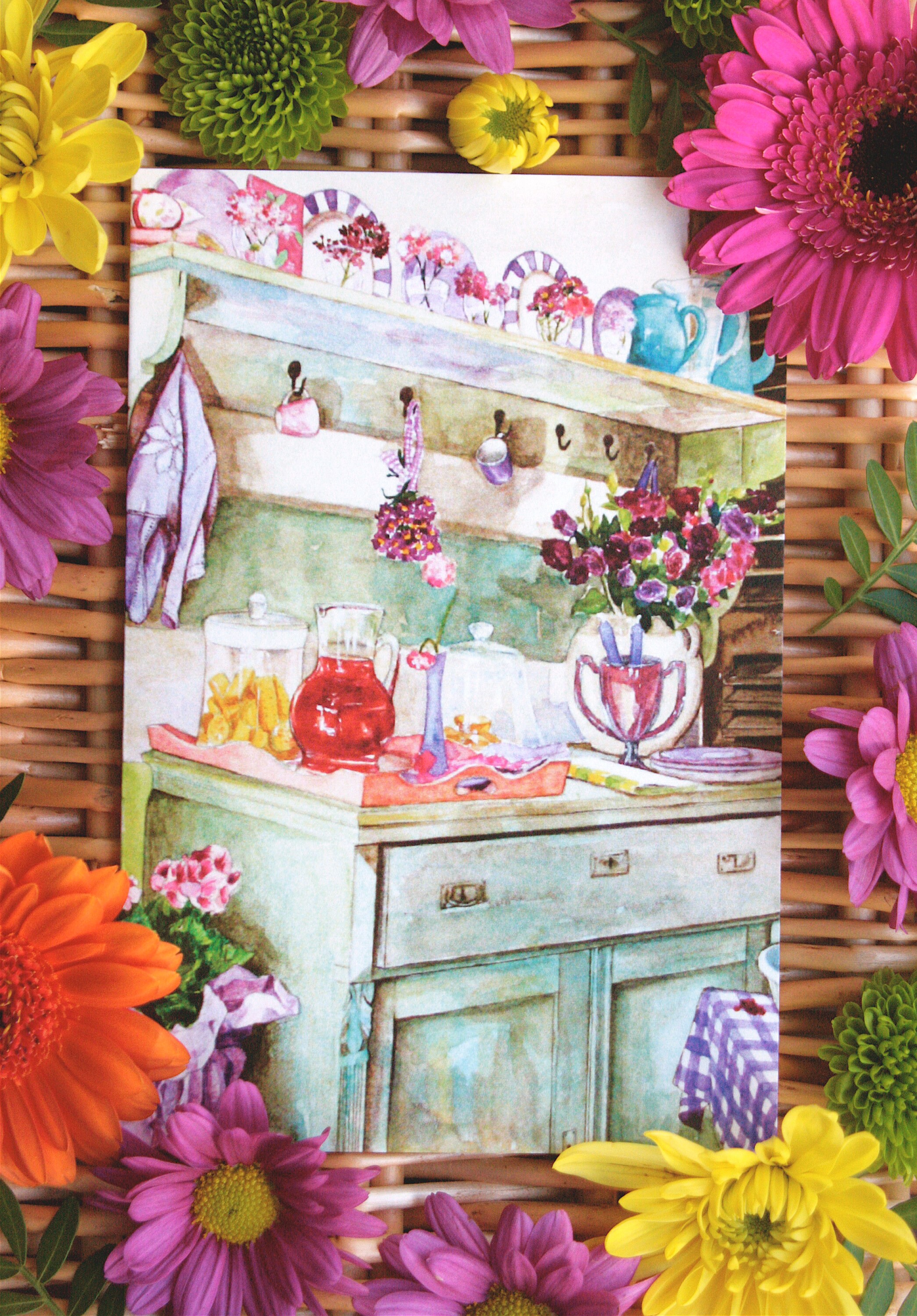 Vintage Kitchen Art Card of an Original Watercolour Painting Etsy