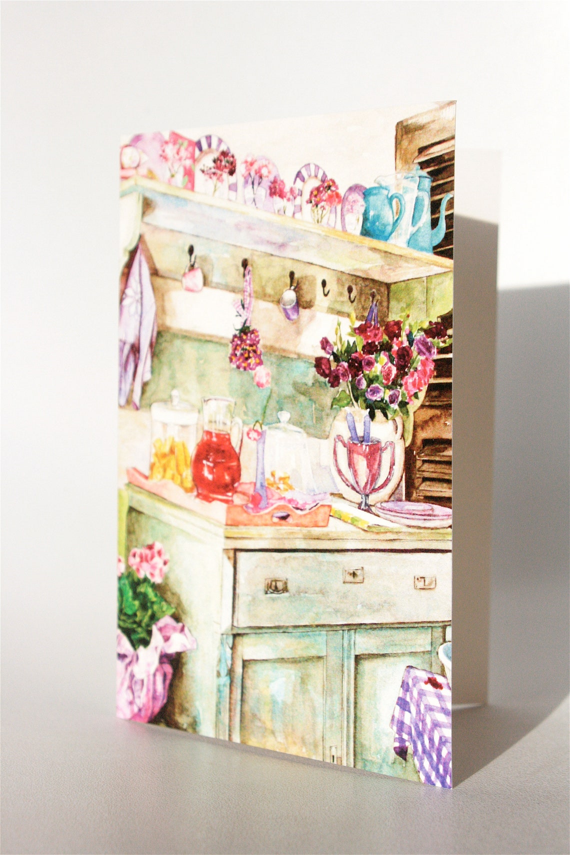 Vintage Kitchen Art Card of an Original Watercolour Painting Etsy