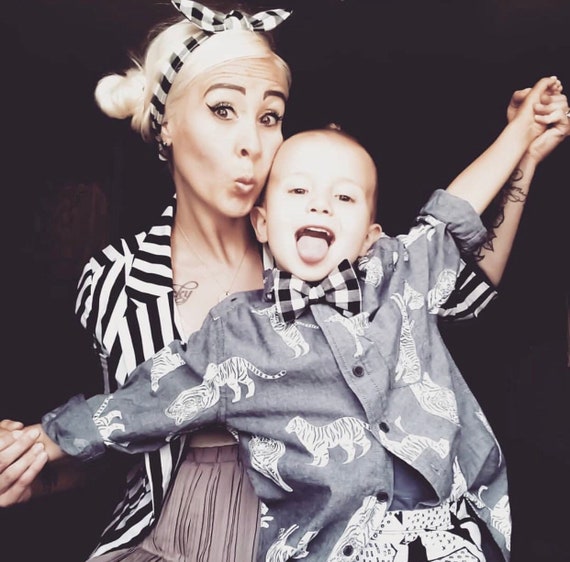Mommy And Son Matching Set Heandand And Bowtie Black White Etsy