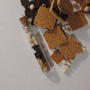 S&#39;mores in a Bottle Necklace, Campfire In a Bottle, Miniature S&#39;mores Necklace, Campfire Favorite, Mini Food Jewelry, Foodie Gift
