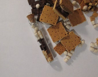 S'mores in a Bottle Necklace, Campfire In a Bottle, Miniature S'mores Necklace, Campfire Favorite, Mini Food Jewelry, Foodie Gift