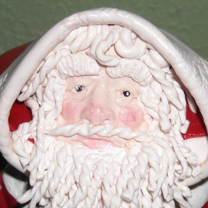 Traditional Santa Clause Hand Sculpted Polymer clay Art Doll, OOAK, Decoration, Christmas Decoration, Santa Art Doll image 1