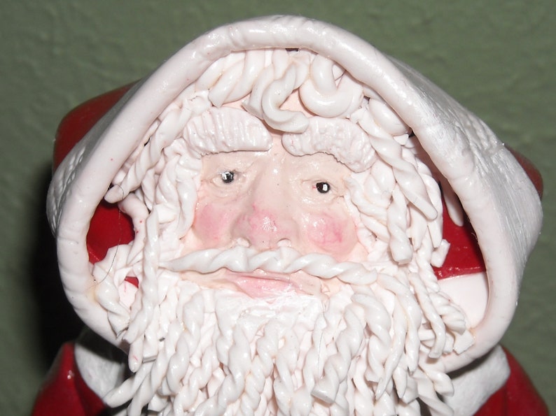 Traditional Santa Clause Hand Sculpted Polymer clay Art Doll, OOAK, Decoration, Christmas Decoration, Santa Art Doll image 1