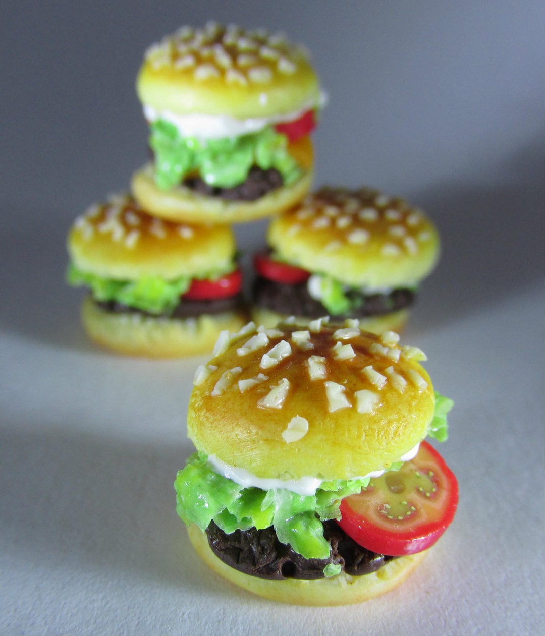 Juicy Cheeseburger Earrings Fake Food Jewelry, Hand Sculpted, Handmade