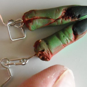 Witch Finger Earrings: Handmade Polymer Clay Halloween Jewelry