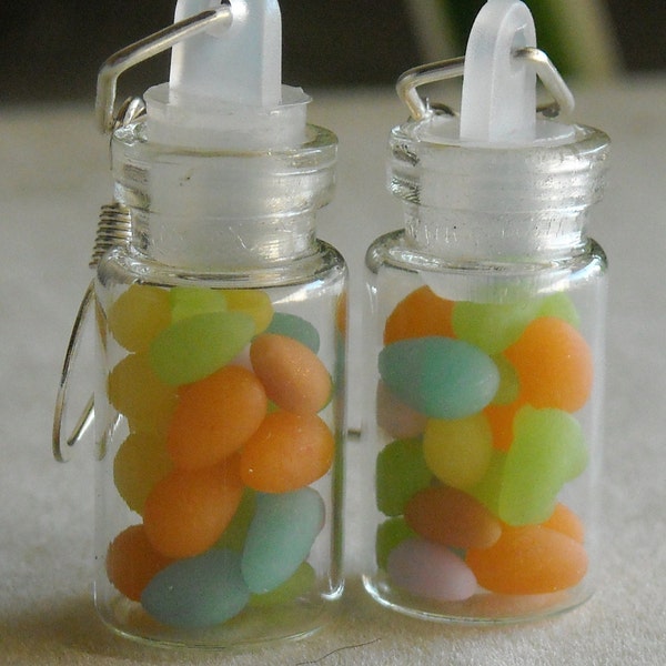 Easter Egg Candy Miniature Glass Jar Earrings, Easter, Pastel, Easter Jewelry,