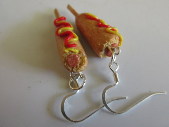 Corn Dog Earrings State Fair Corn Dogs Handmade Fake Food