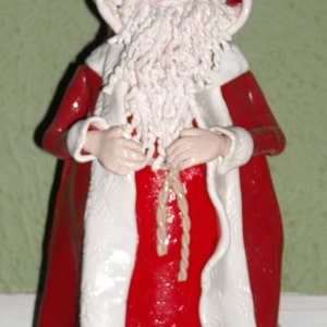 Traditional Santa Clause Hand Sculpted Polymer clay Art Doll, OOAK, Decoration, Christmas Decoration, Santa Art Doll image 5