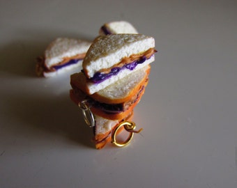 Peanut Butter & Jelly Sandwich, Best Friend Charms, earrings, BFF Charms, Junk Food, After School Snack