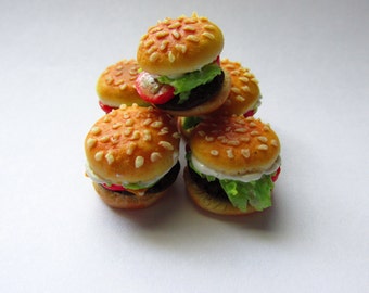 Cheeseburger, Polymer Clay, One Inch Scale,Miniature Food,Dollhouse Miniature, Miniature Food, Fake Food,Junk Food