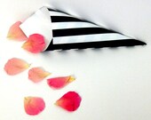 BLACK & WHITE Stripe Cones, confetti cones, candy cones, wedding favors,  wedding paper cones - unfilled, set of 10