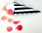 BLACK & WHITE Stripe Cones, confetti cones, candy cones, wedding favors,  wedding paper cones - unfilled, set of 10