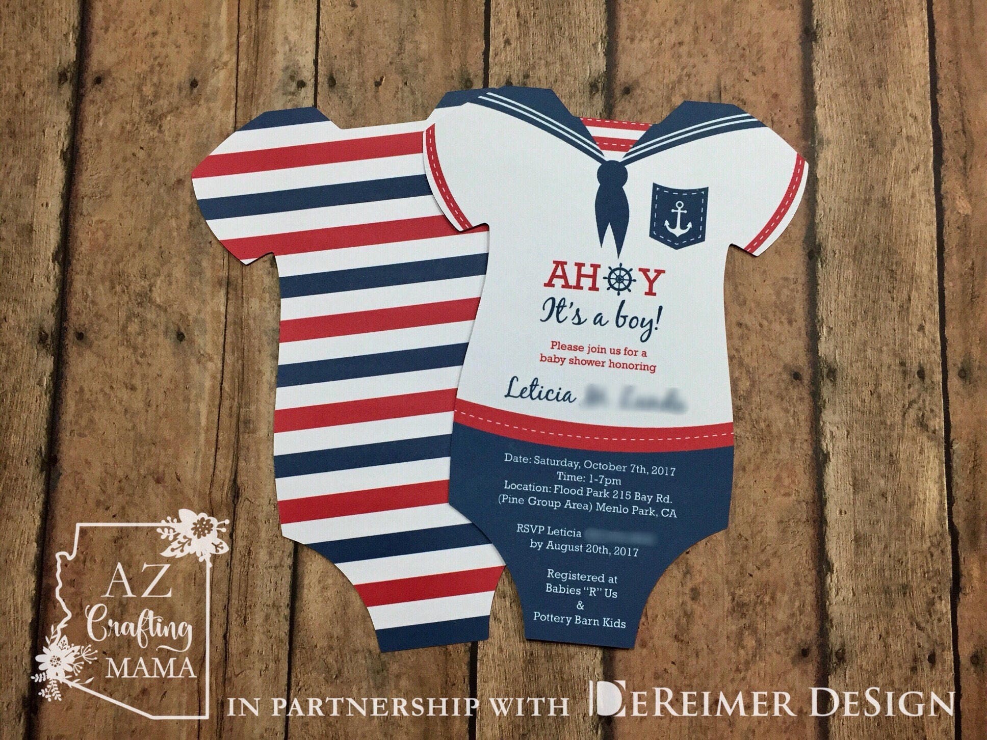 Nautical Baby Shower Invitations Onesie Ahoy Its A Boy 50