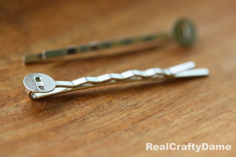 50pcs Iron Silver Tone Bobby Hair Pins With Flat Glue Pad Etsy