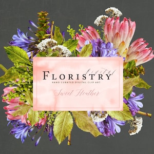 Clipart Floral - Real Flower Clip Art - PNG - Digital Art - Invitación de boda - Diseño de logotipo - Arreglo floral - Floral - Sweet Heather