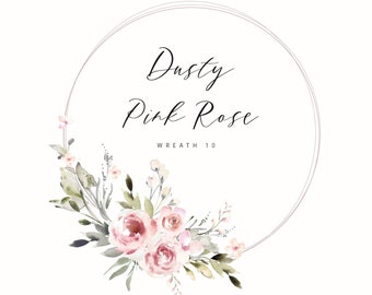 Dusty Rose Hand-Painted Wreath Clipart: Vintage-Style, High-Resolution Digital Download, Wedding Invitation Clipart, Floral Wreath PNG, W10