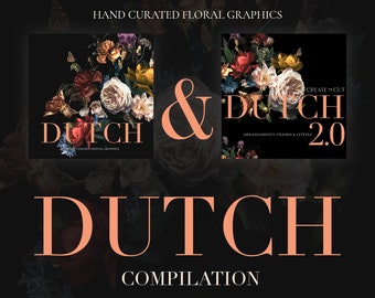 Dutch Compilation Floral Clipart, Real Flower Clip Art, DIY Wedding Invitation, Moody Floral Clipart, Peony png, Iris png, Create the Cut