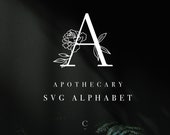 Flower SVG Alphabet, Floral Alphabet SVG, Floral Numbers SVG, Monogram svg, Font svg, Monogram Letters svg - Botanical Clipart - Apothecary
