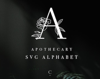 Flower SVG Alphabet, Floral Alphabet SVG, Floral Numbers SVG, Monogram svg, Font svg, Monogram Letters svg - Botanical Clipart - Apothecary