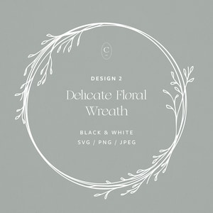 Premium Floral Wreath SVG - fichiers svg pour cricut - monogramme svg - mariage svg - couronne svg - art au trait de fleur - clipart de couronne - Design #2