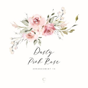 Watercolor Dusty Pink Rose Clipart Arrangement / Wreath PNG for Wedding Invitations, Stationary Design & Greeting Cards, CreatetheCut, A10