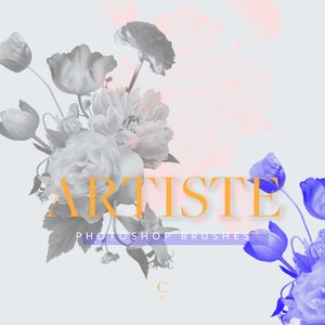 14 Floral Photoshop Brushes, Photoshop Stamps, Flower Stamps, Photoshop Brushes, Commercial Use, Tulip, Rose, Peony, abr file, Artiste