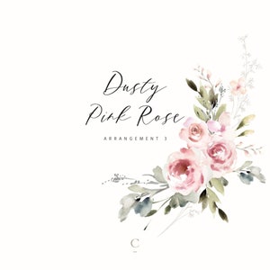 Digital Download Dusty Pink Rose Floral Clipart Corner Arrangement for Printable Art, Social Media and Wedding Invitations, CreatetheCut, A3