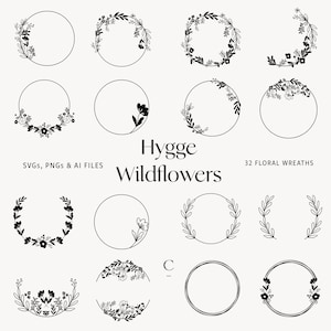 32 Floral Wreath svg Bundle Commercial Use - Wreath svg + png files - Floral svg - floral clipart - svg files for Cricut, Silhouette - Hygge