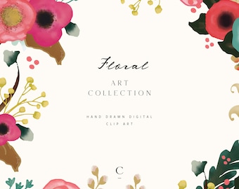 Floral Art Collection | Clip Art | Digitally-Drawn Art | Poppies | Hibiscus | Lily of the Valley | Stephanotis | Create the Cut