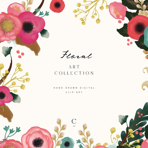 Floral Art Collection | Clip Art | Digitally-Drawn Art | Poppies | Hibiscus | Lily of the Valley | Stephanotis | Create the Cut