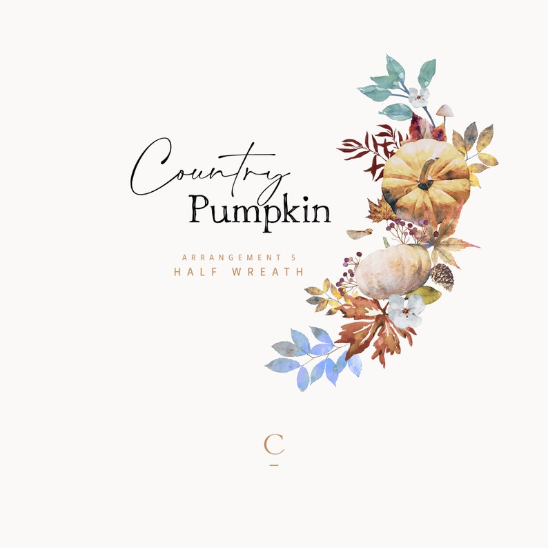 Autumn Watercolor Fall Clipart Collection, Watercolor Wreath Arrangement, Country Pumpkin, Wedding Fall, Rusty Fall Leaves, Woodland png Art image 9