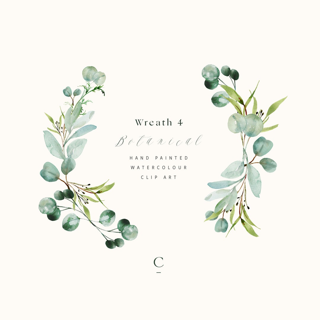 Watercolor Eucalyptus Wreath - Watercolor Greenery - Watercolor Wreath ...