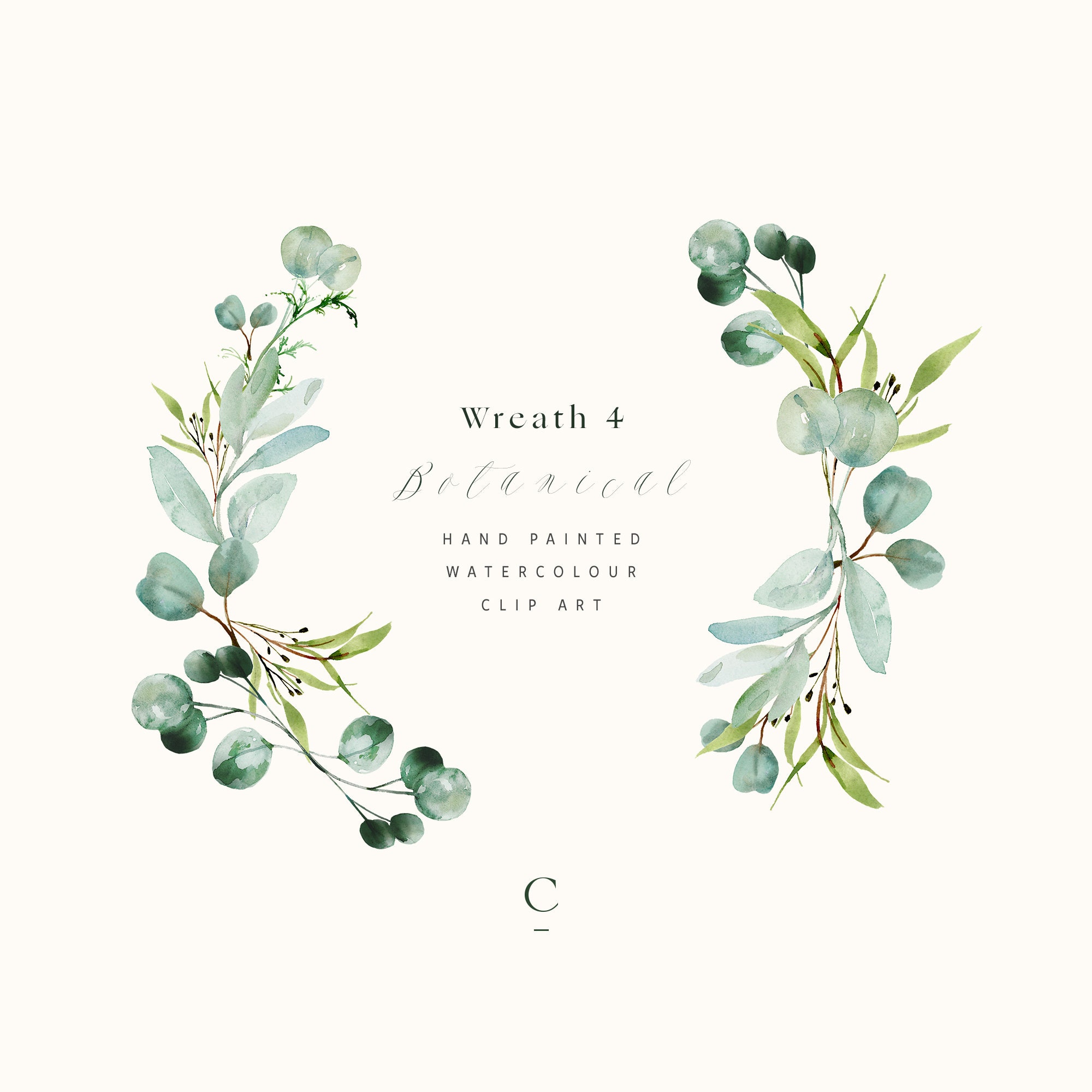 Watercolor Eucalyptus Wreath - Watercolor Greenery - Watercolor Wreath ...