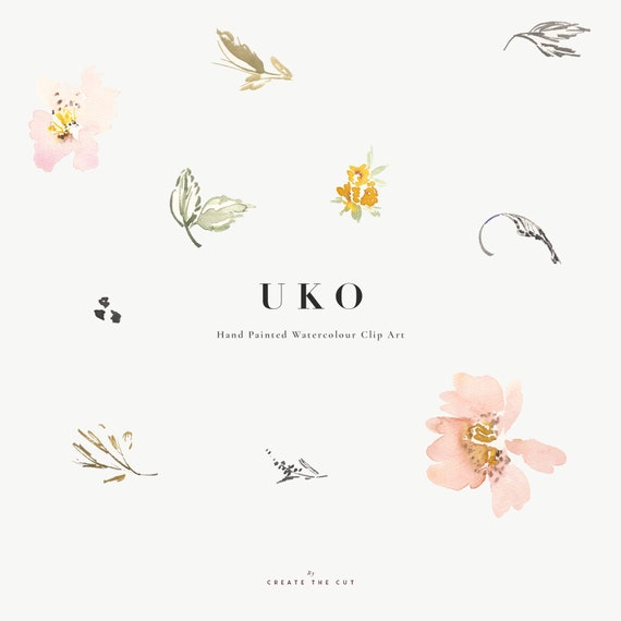Uko Hand Painted Flower Watercolour Clip Art Ajisai Etsy