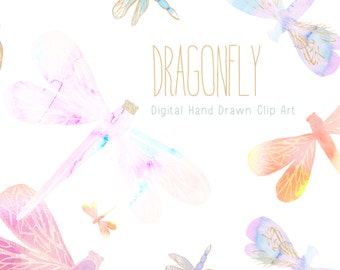 Dragonfly | Illustrations | Hand-Painted Digital Clip Art | Hand Drawn Dragonflies | Create the Cut