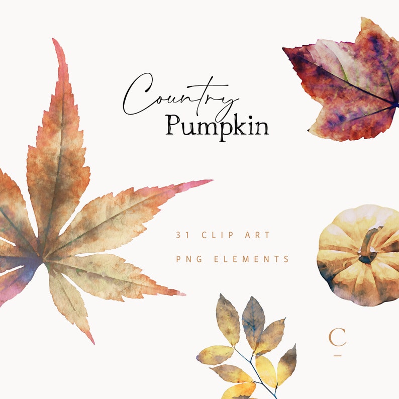 Autumn Watercolor Fall Clipart Collection, Watercolor Wreath Arrangement, Country Pumpkin, Wedding Fall, Rusty Fall Leaves, Woodland png Art image 5