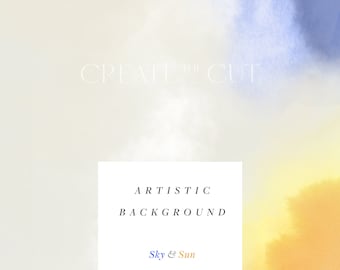 Ciel et soleil Papier numérique d’aquarelle artistique (en anglais) 12" x 12" Imprimable Utilisation commerciale gratuite (en anglais seulement) Créer la coupe
