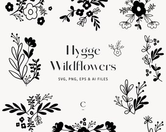 SVG Wildflower Bouquet Commercial Use - Floral SVG & PNG - svg files for Cricut - Silhouette - Flowers svg - Spring svg -  Hygge Wildflowers